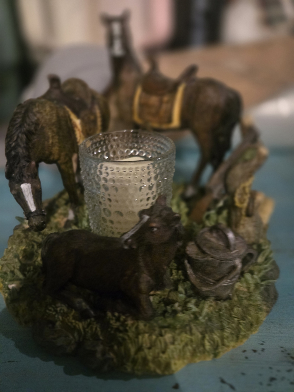 Rustic Brown Horse Tea Light Candle Holder by